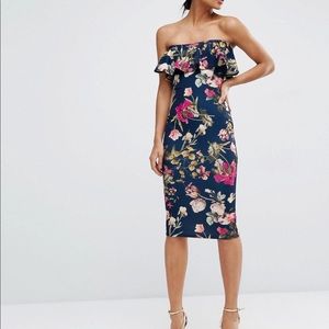 ASOS floral bandeau tube dress